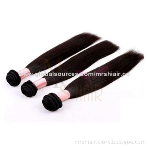 Human hair extension, virgin, yaki straight weave, natural color